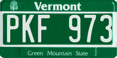 VT license plate PKF973