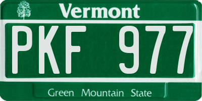 VT license plate PKF977