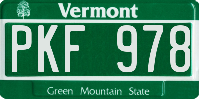 VT license plate PKF978