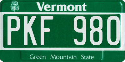VT license plate PKF980