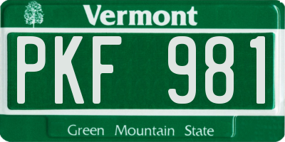 VT license plate PKF981