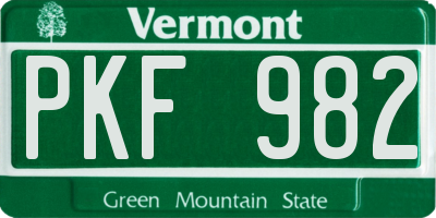 VT license plate PKF982