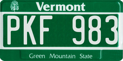VT license plate PKF983