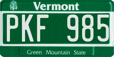 VT license plate PKF985