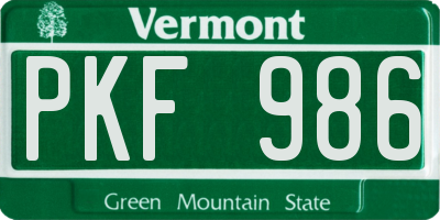 VT license plate PKF986
