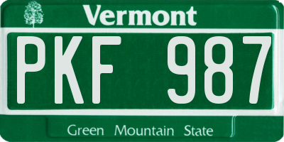 VT license plate PKF987