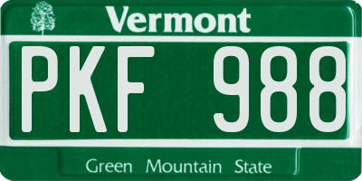 VT license plate PKF988