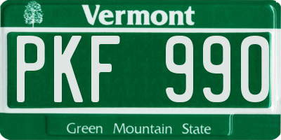 VT license plate PKF990