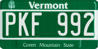 VT license plate PKF992