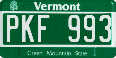 VT license plate PKF993