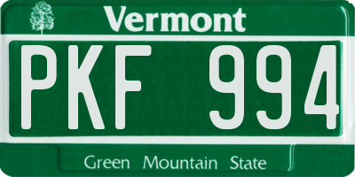 VT license plate PKF994