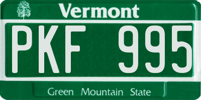 VT license plate PKF995