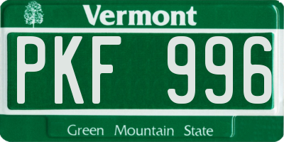 VT license plate PKF996