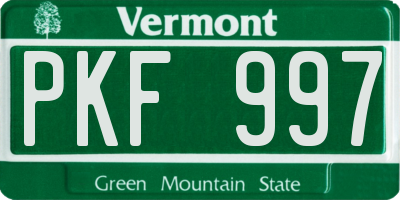 VT license plate PKF997