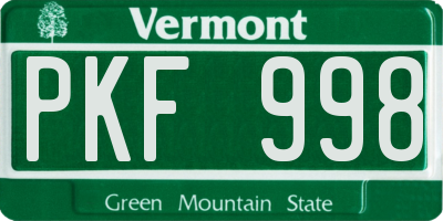 VT license plate PKF998