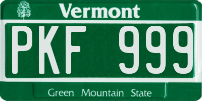 VT license plate PKF999