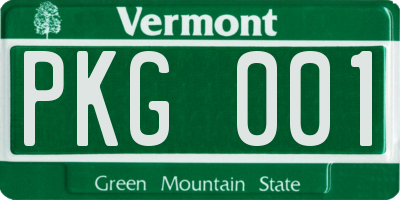 VT license plate PKG001