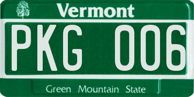 VT license plate PKG006
