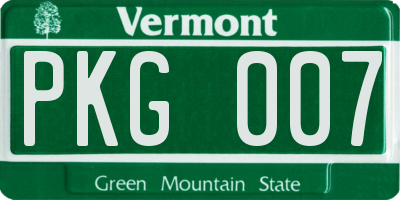 VT license plate PKG007