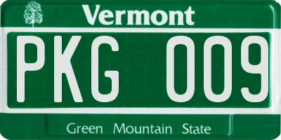 VT license plate PKG009