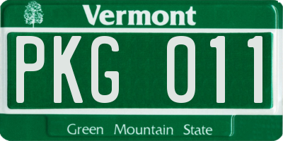 VT license plate PKG011