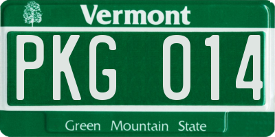 VT license plate PKG014