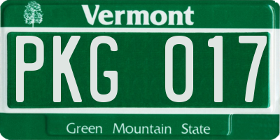 VT license plate PKG017