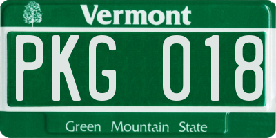 VT license plate PKG018