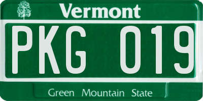 VT license plate PKG019