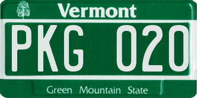 VT license plate PKG020