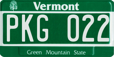 VT license plate PKG022