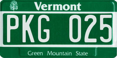 VT license plate PKG025