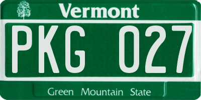 VT license plate PKG027