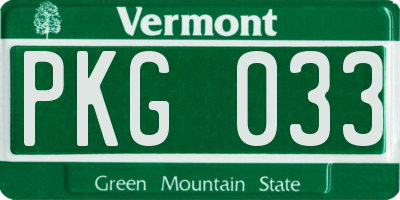 VT license plate PKG033