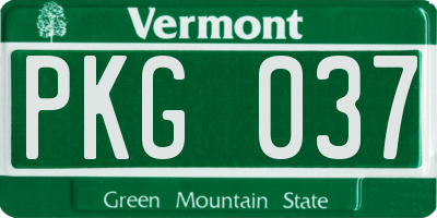 VT license plate PKG037