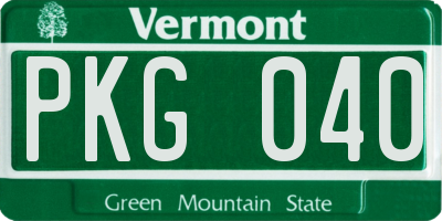 VT license plate PKG040