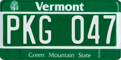 VT license plate PKG047