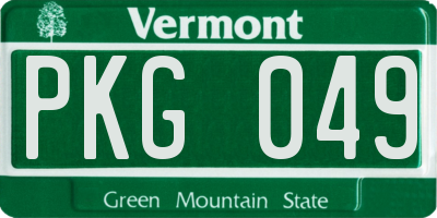 VT license plate PKG049