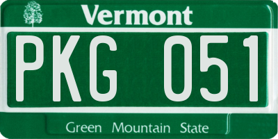VT license plate PKG051
