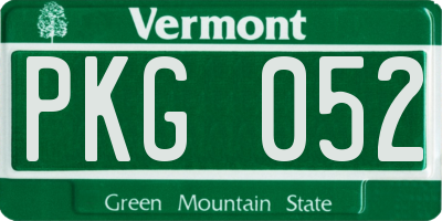 VT license plate PKG052