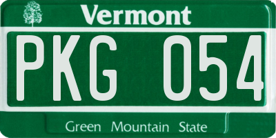 VT license plate PKG054
