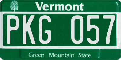 VT license plate PKG057