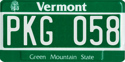 VT license plate PKG058