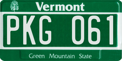 VT license plate PKG061