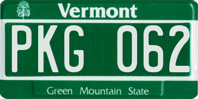 VT license plate PKG062
