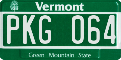 VT license plate PKG064