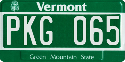 VT license plate PKG065