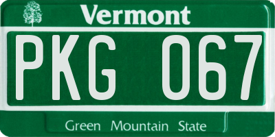 VT license plate PKG067