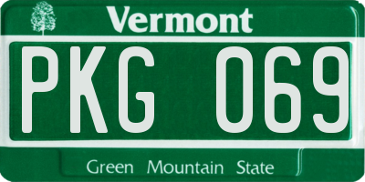 VT license plate PKG069