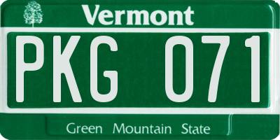 VT license plate PKG071